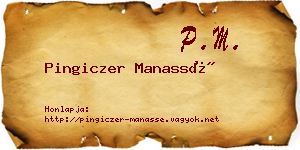Pingiczer Manassé névjegykártya